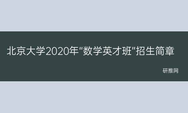 北京大学2020年“数学英才班”招生简章(北京大学留学生招生2022)