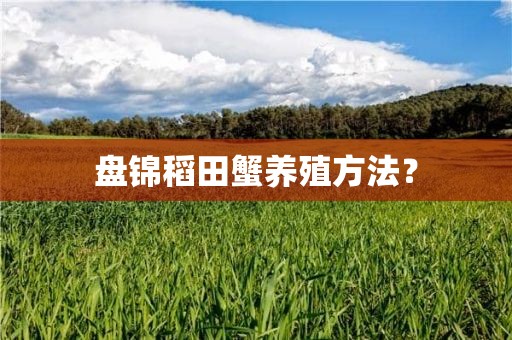 盘锦稻田蟹养殖方法？