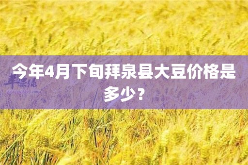 今年4月下旬拜泉县大豆价格是多少？