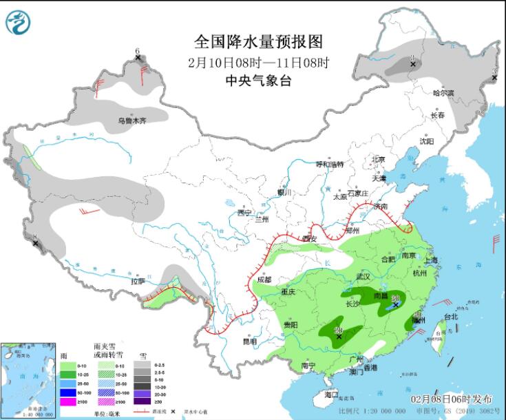 蒙陕甘宁晋豫等有较强降雪 江南部分地区有大到暴雨
