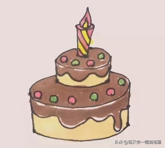 生日蛋糕画法简笔画，简单又好看