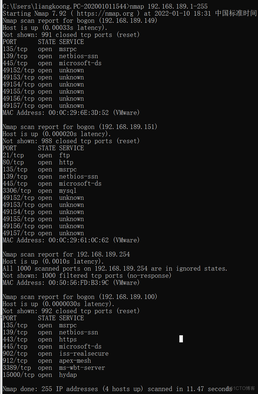 nmap扫描网段命令_linux扫描wifi命令_