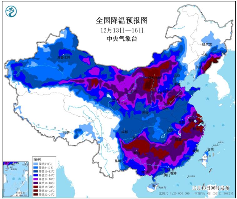 强寒潮来袭华北东北局地将有大暴雪 局地降幅超14℃