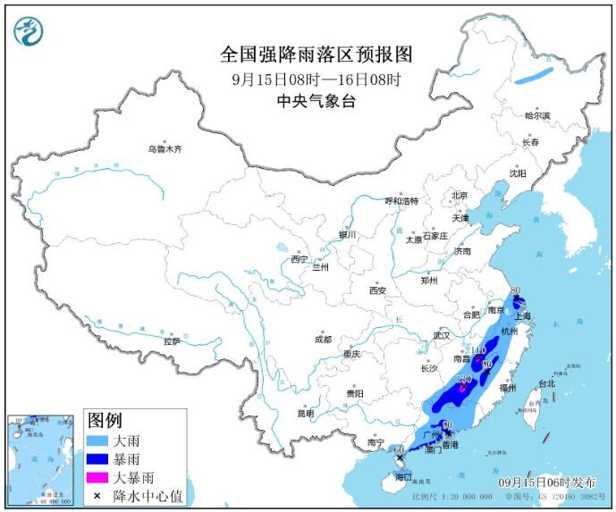上海浙江等地有大到暴雨 内蒙古东北等地有明显降水天气