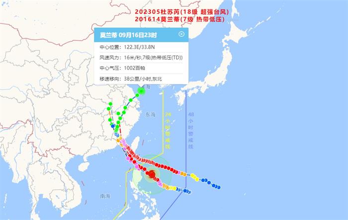 “杜苏芮”实时路径查询 2023年5号台风杜苏芮与16年莫兰蒂哪个更强