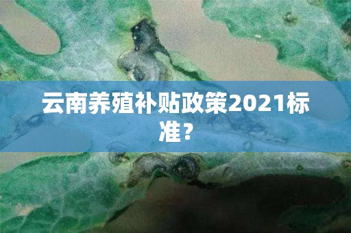 云南养殖补贴政策2021标准？
