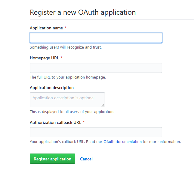 github new application form